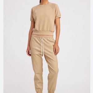 SPRWMN Tan Leather Joggers